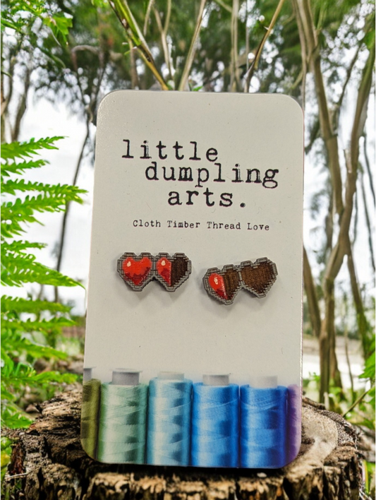 8 Bit Hearts Earrings