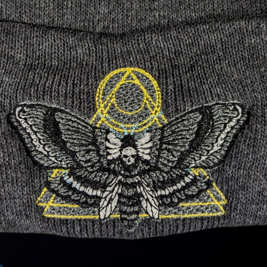 Embroidered Death Moth Beanie