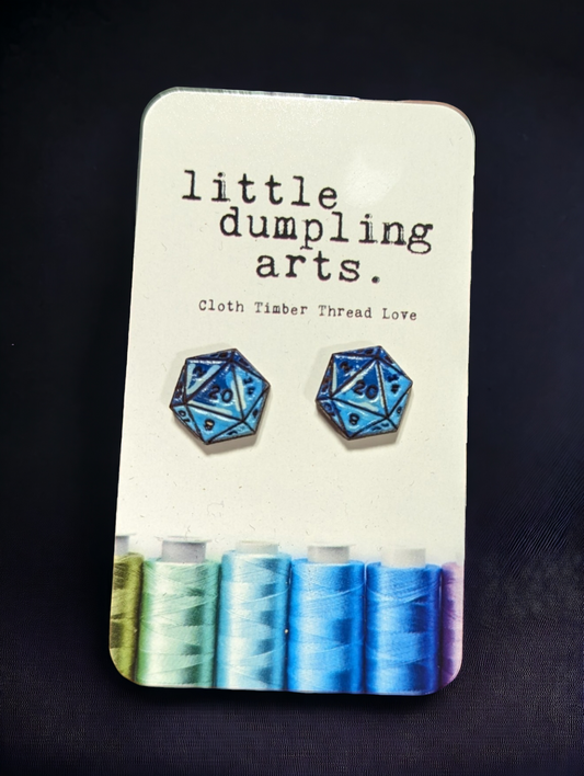Hand painted d20 earrings