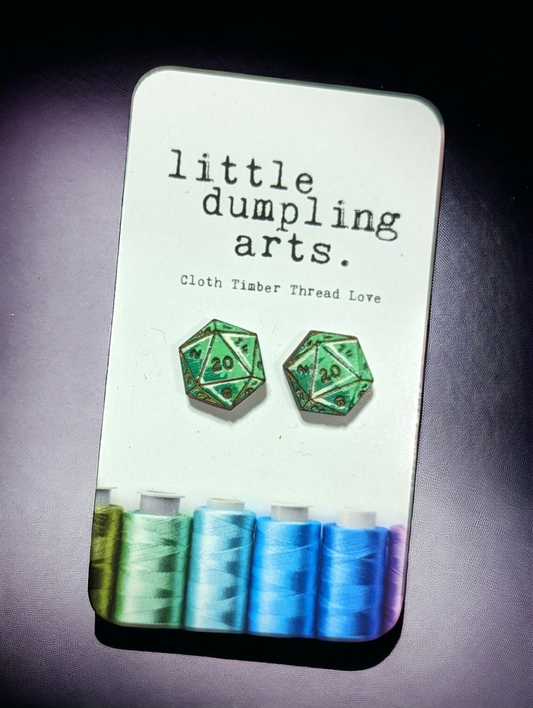 Hand painted d20 earrings