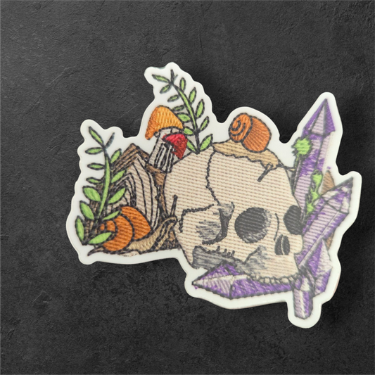 skull n snail faux embriodered sticker