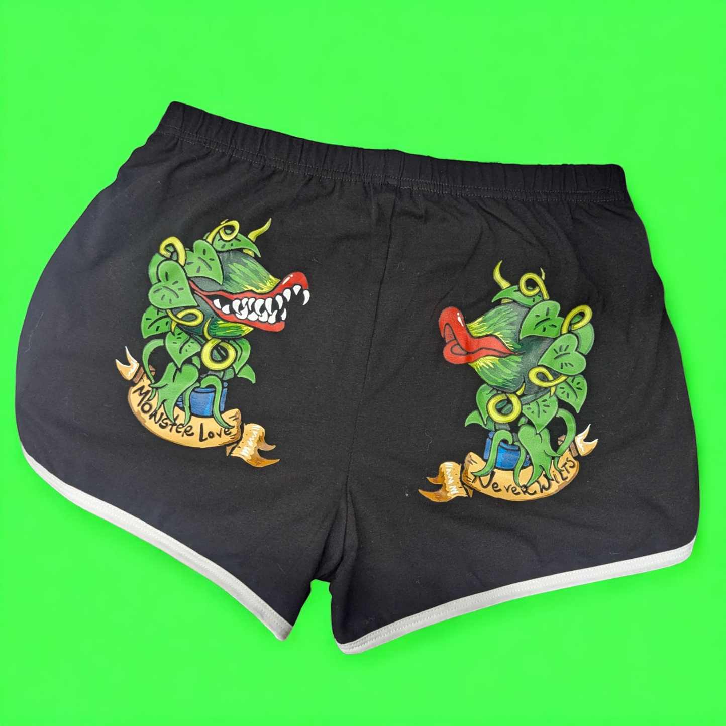monster love never wilts booty shorts
