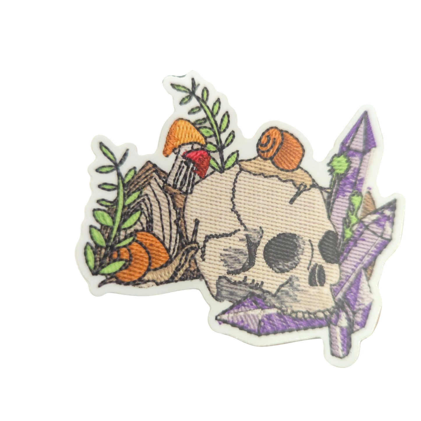 skull n snail faux embriodered sticker
