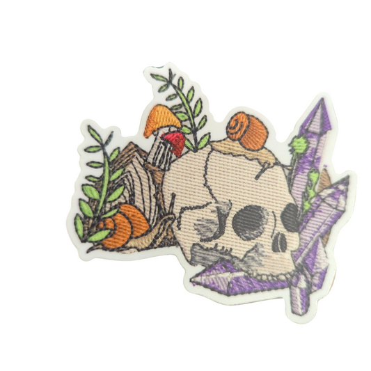 skull n snail faux embriodered sticker
