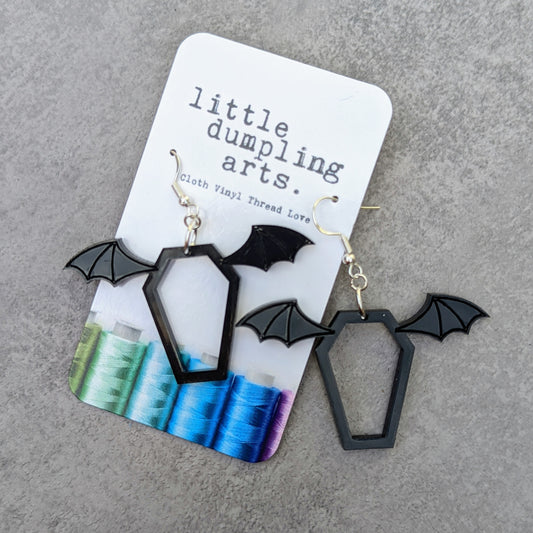Batwing coffin earrings