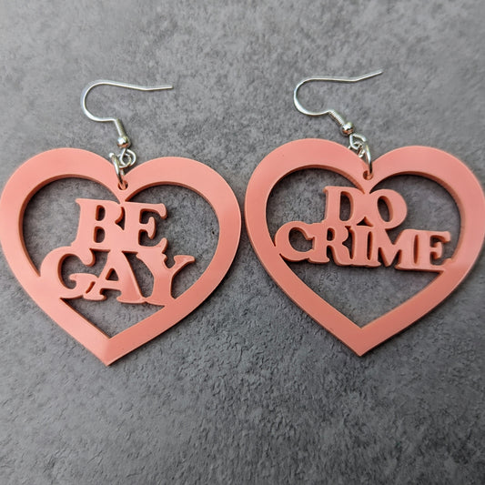 Be Gay acrylic earring set.