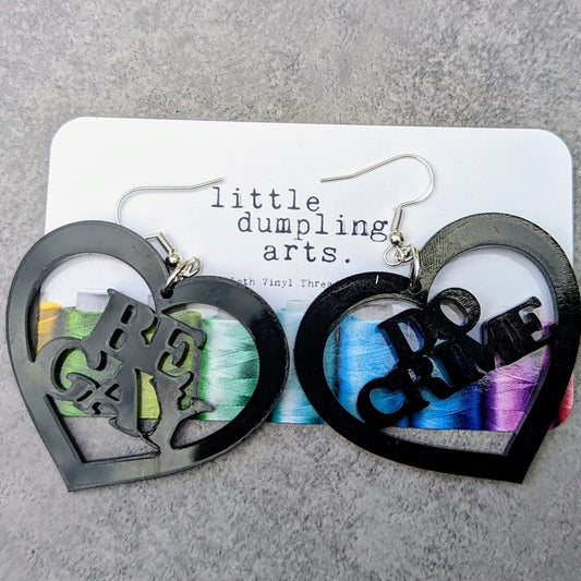 Be Gay acrylic earring set.