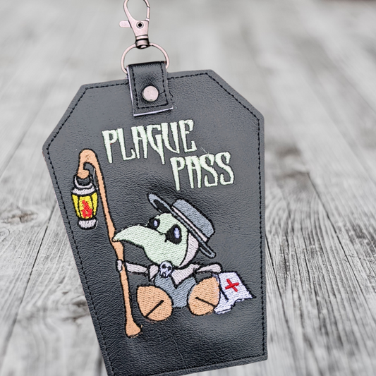 Cute coffin plague doc vax card protector