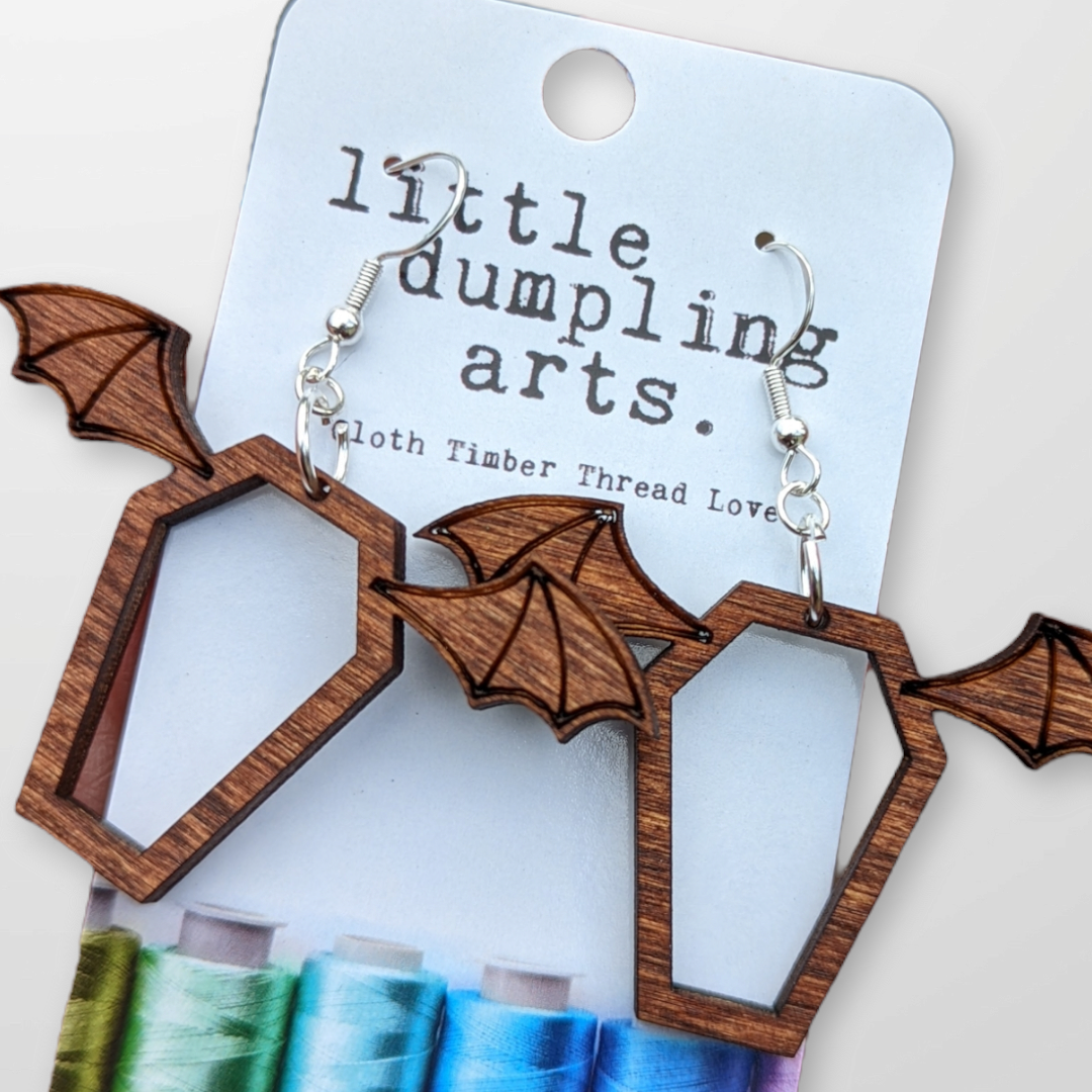 Bat wing wood earrings