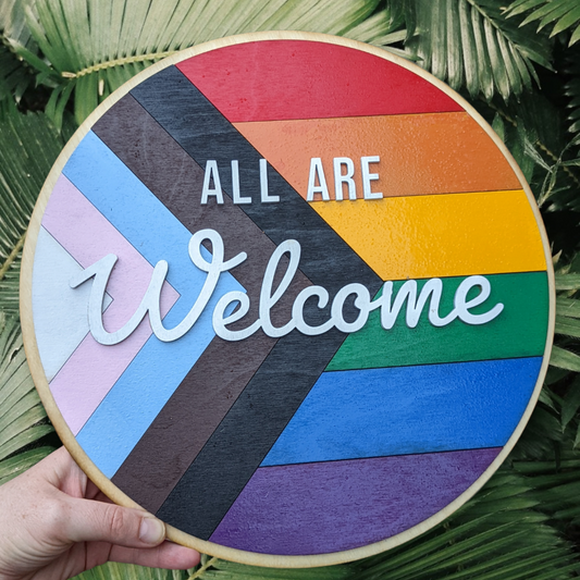 All are welcome sign