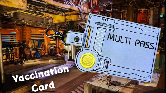 Compact Multipass vaccination card protector. Attach to purse, bag, backback or beltloops Vinyl, cork, vegan leather