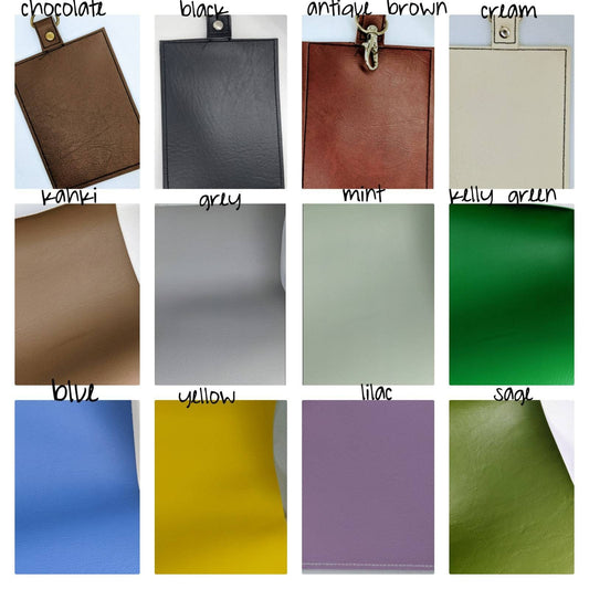 Sleek vaccination card/ID protector. Space for ID, cash, valuables. Attach to purse, bag, backback or beltloops Vinyl, cork, leather.
