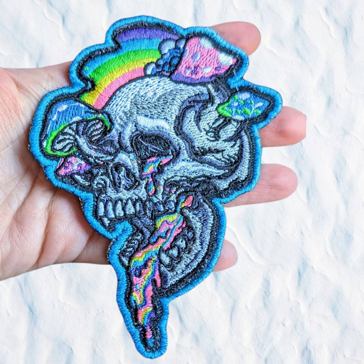 Bleeding mushroom embroidered patch iron or sewn on inches