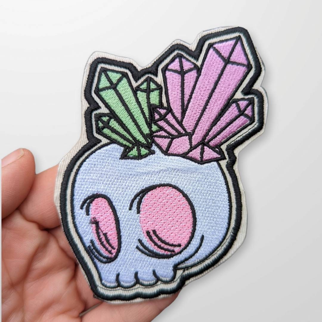 Rockhound skull patch/3" cute/ funny patch/ Crystal witch