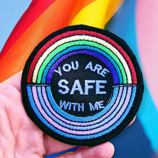 You are safe with me equality patch/ pride patch/ meme patch 3" queer mom/