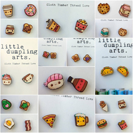 Build your own!! Hand painted food soul mate studs// cute kawaii food// gift/ hand painted earrings//