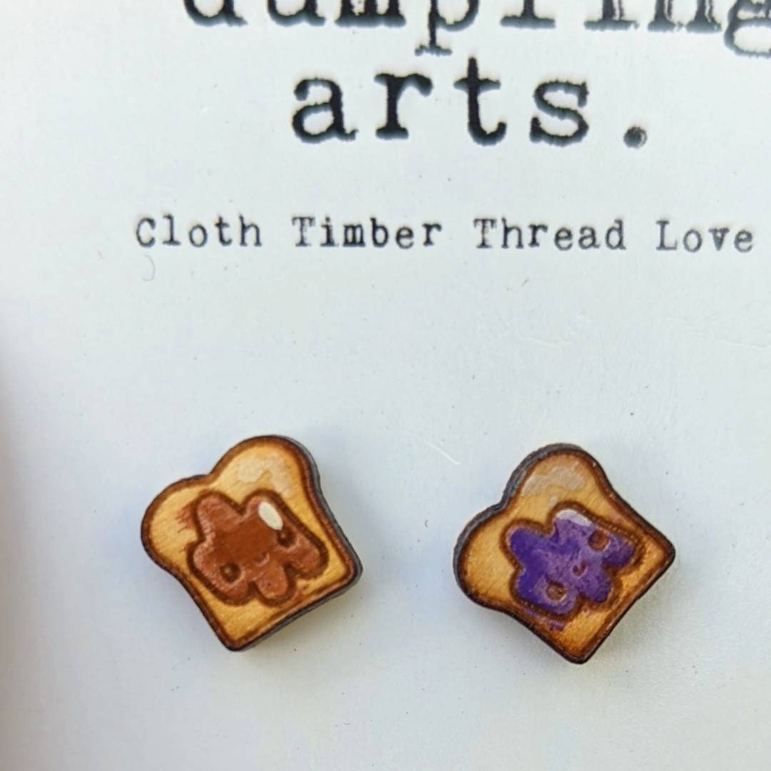 Hand painted food soul mate studs// cute kawaii food// gift/ hand painted earrings//