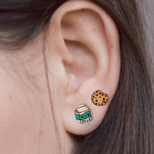 Hand painted food soul mate studs// cute kawaii food// gift/ hand painted earrings//
