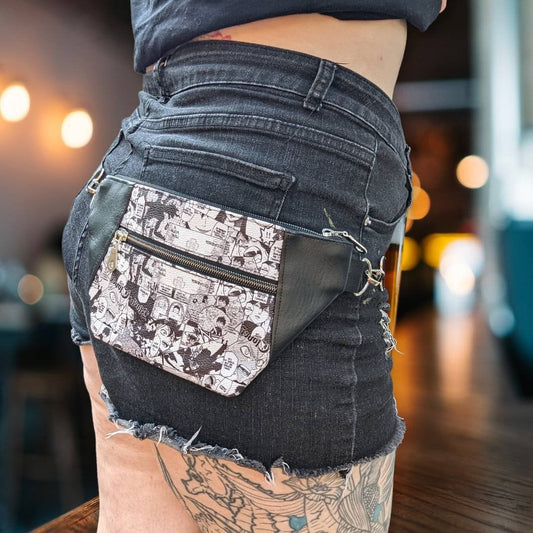Slim 2 pocket adjustable fanny pack. Adjustable to crossbody. Multiple patterns available!