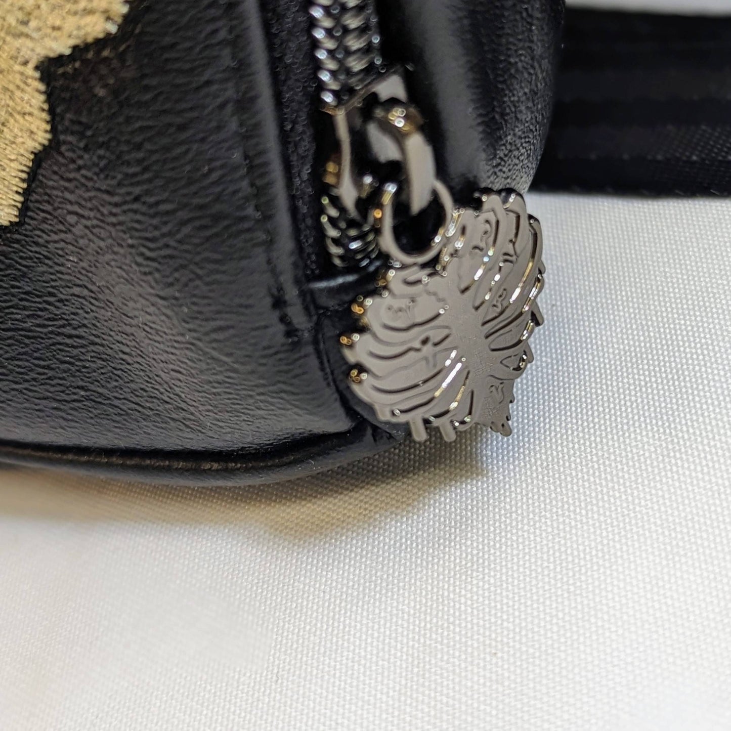 Floral rib coffin backpack with zipper front slip pocket. Ready to ship! Vegan leather. Full embroidery. convertible to crossbody