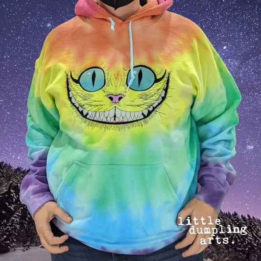 Embroiderd Glow in the dark tie dye Cheshire hoodies