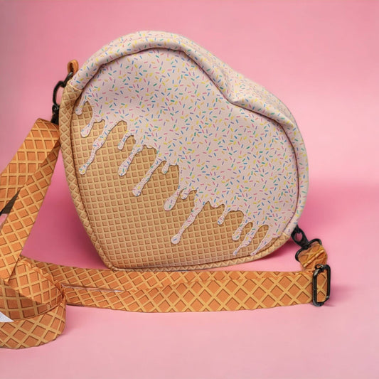 Ice cream heart bag/ dipping waffle cone/ goth bag/ 90s fashion/ custom/ pastel