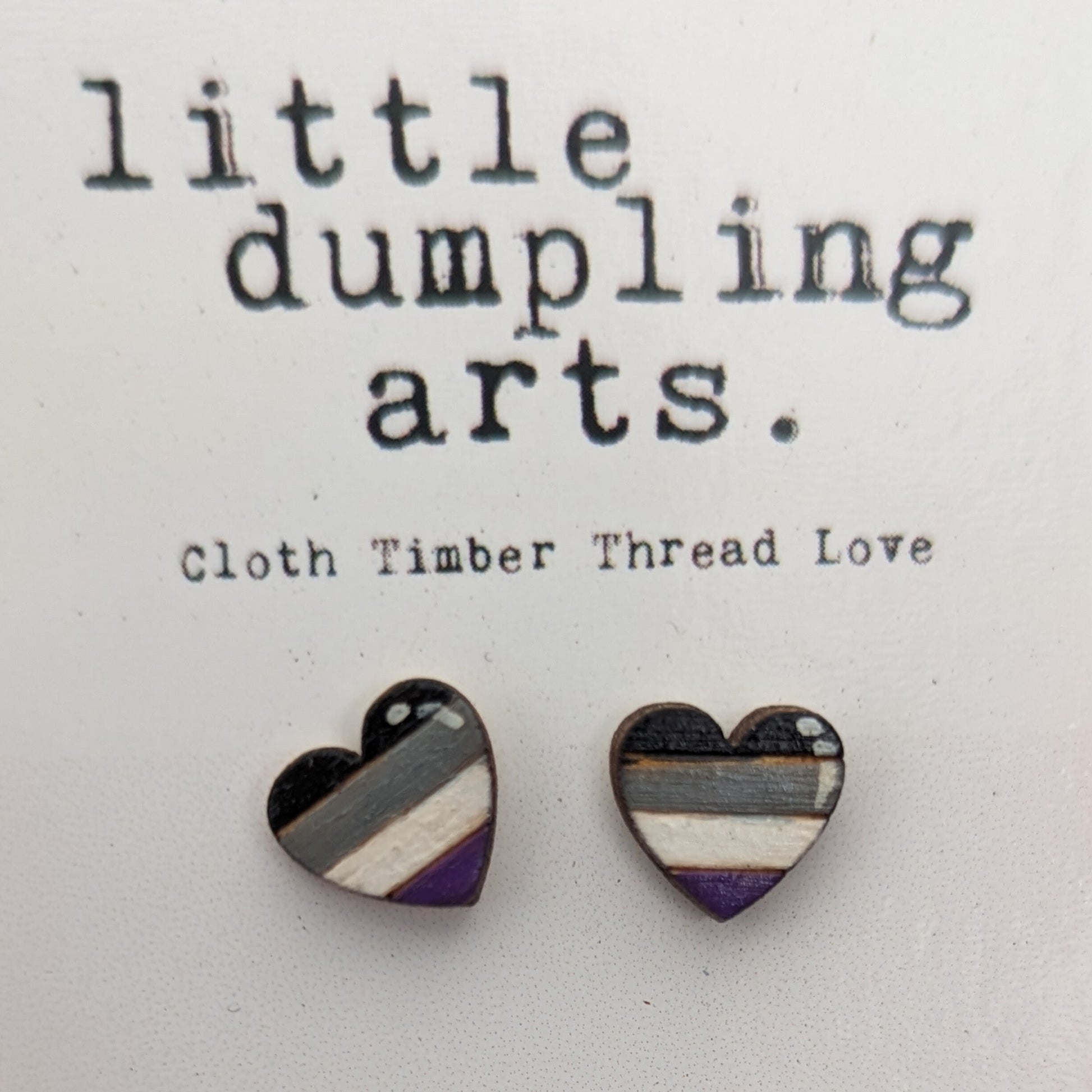 Hand painted teeny pride bubble heart wooden studs