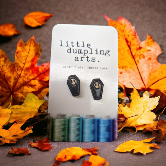 Hand painted spooky cute stud wooden earrings