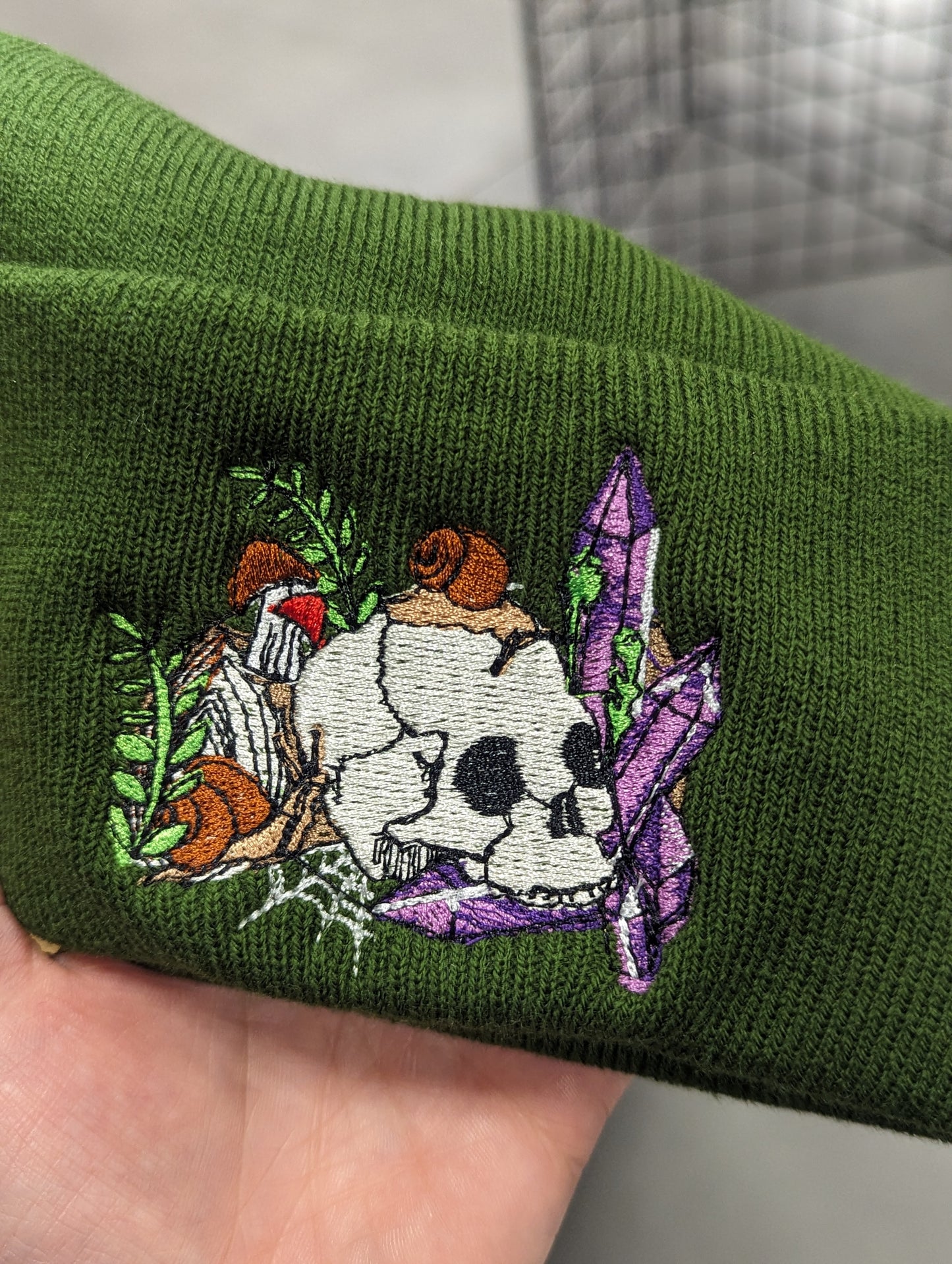Skulls and snails embroidered Beanie
