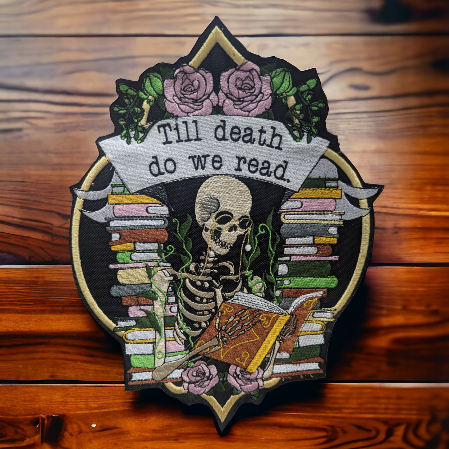 Till death do we read full back patch 14" x8"