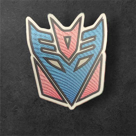faux embroidered transbots sticker
