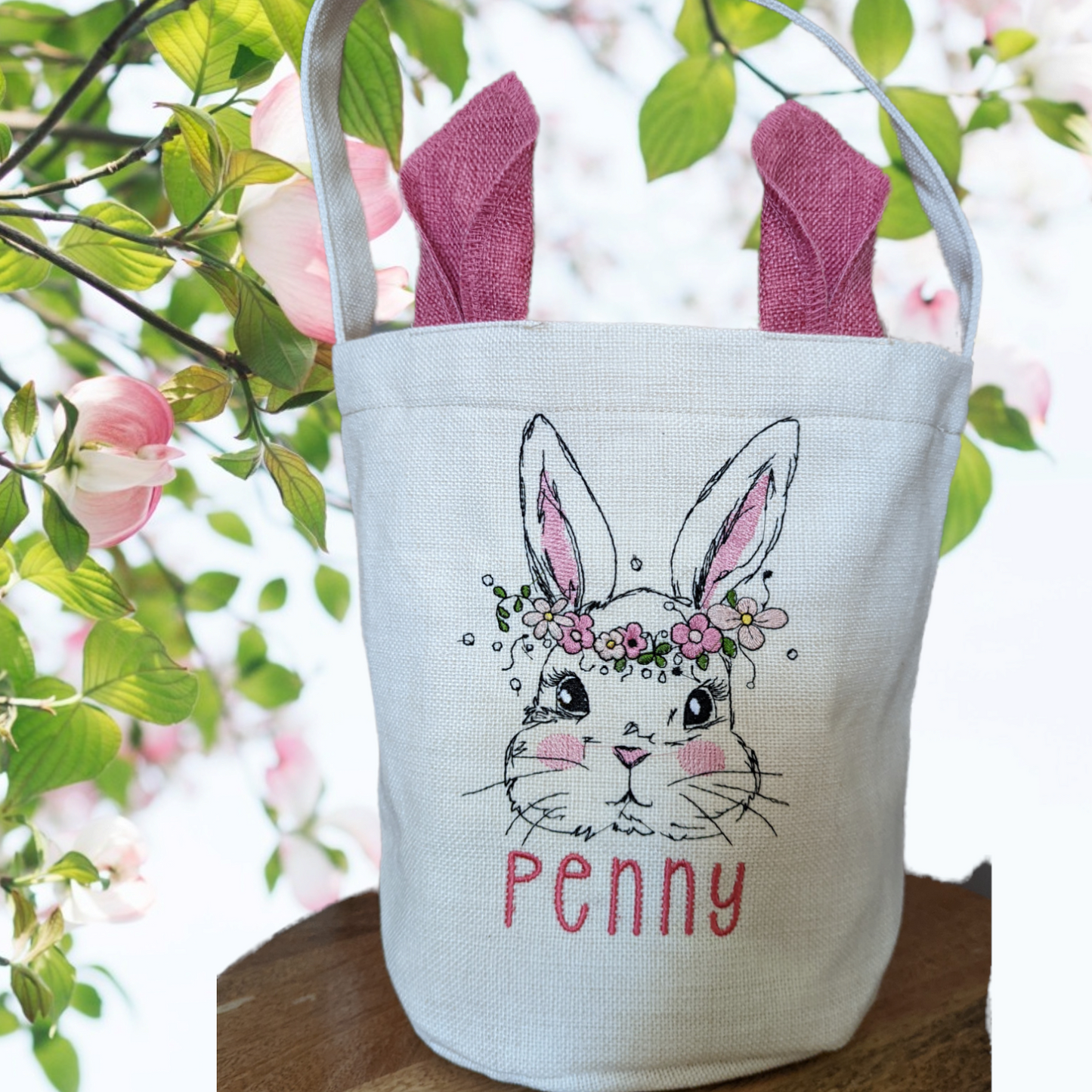 Custom Embroidered Easter basket with ears