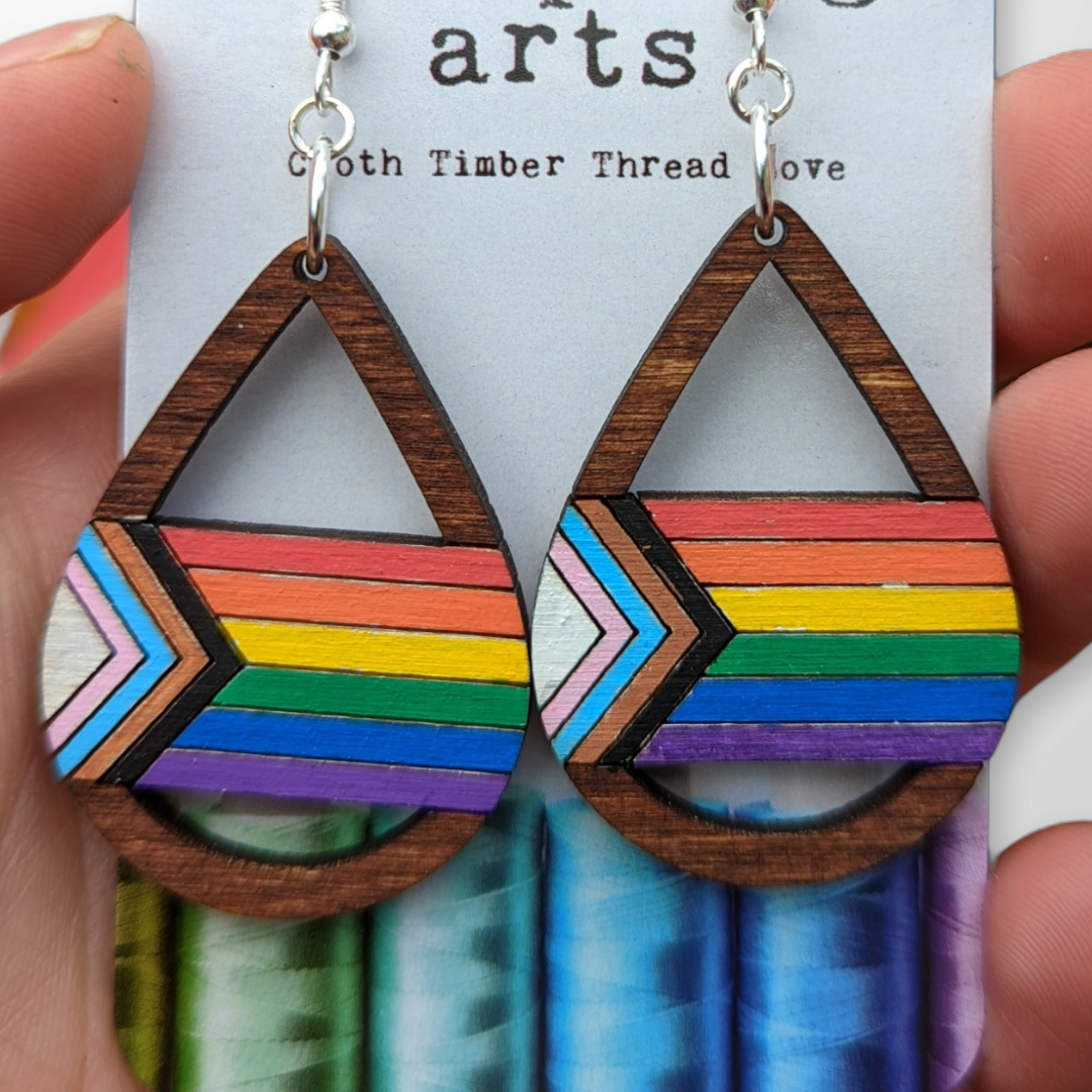 Hand painted pride flag  drop earrings