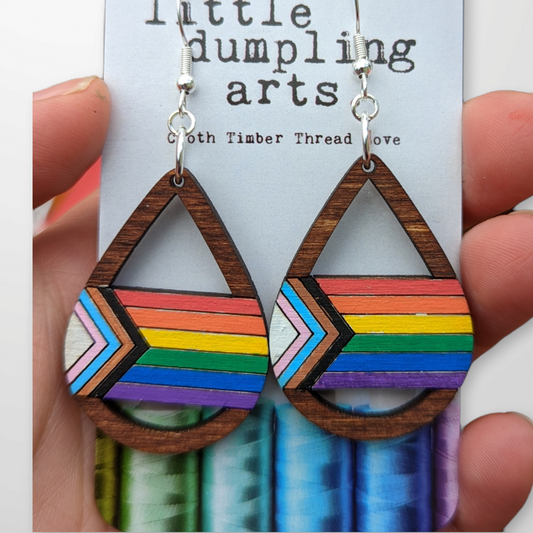 Hand painted pride flag  drop earrings