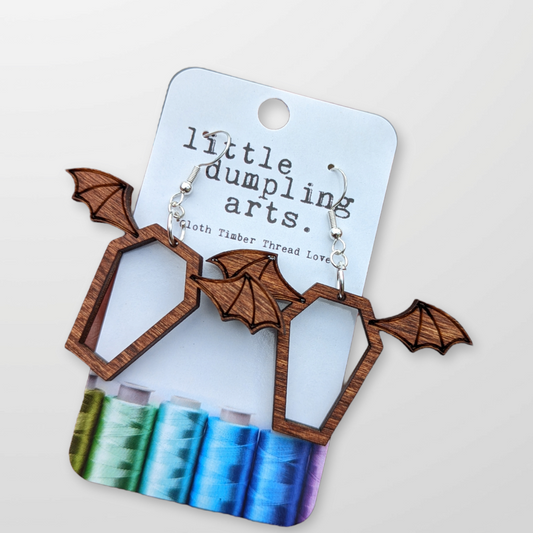 Bat wing wood earrings