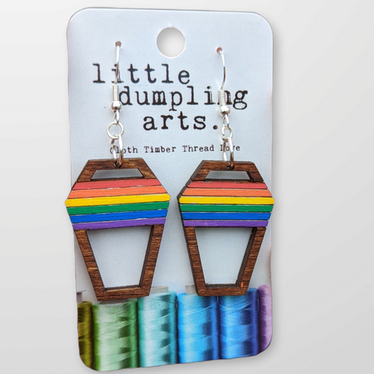 Rainbow pride coffin earring