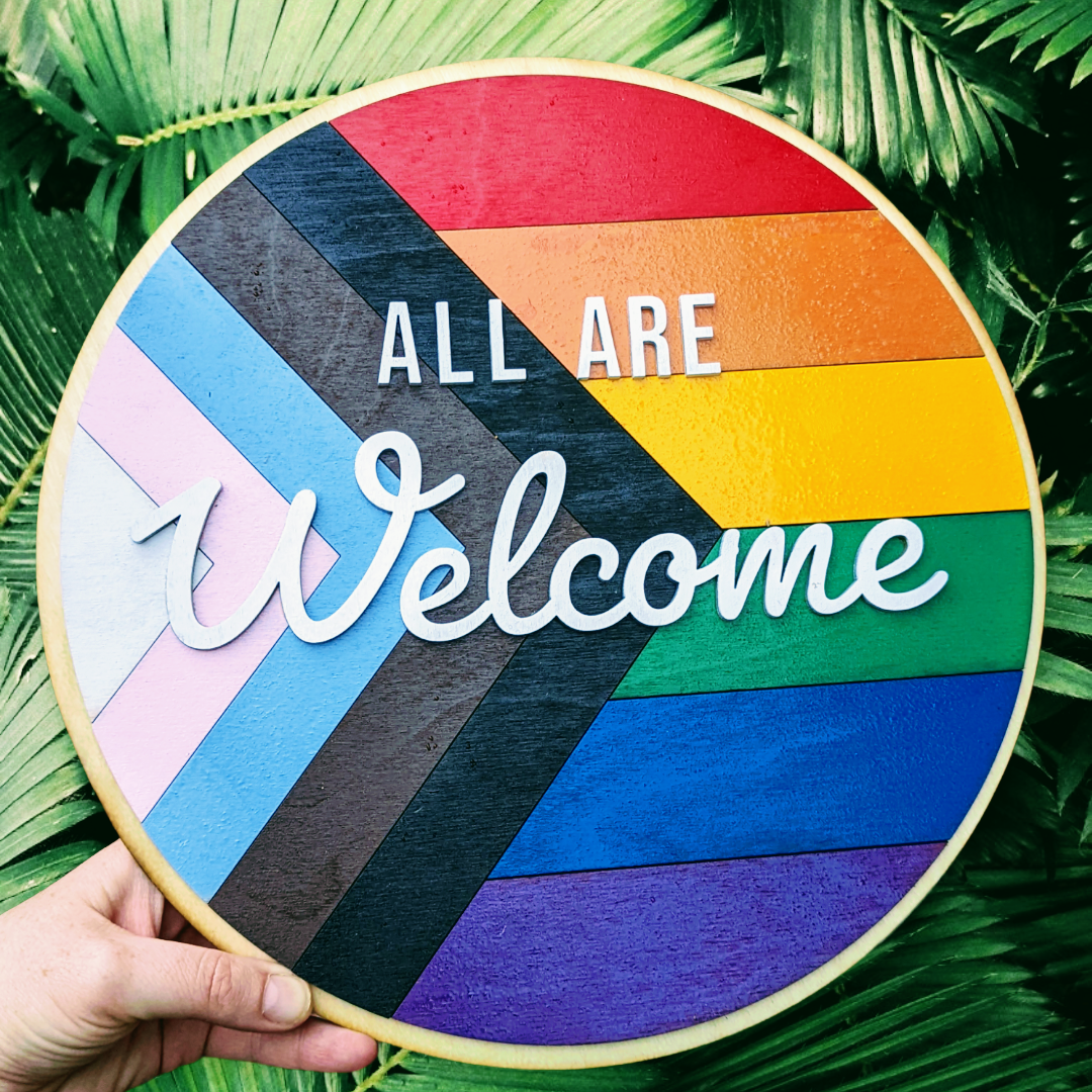 All are welcome sign
