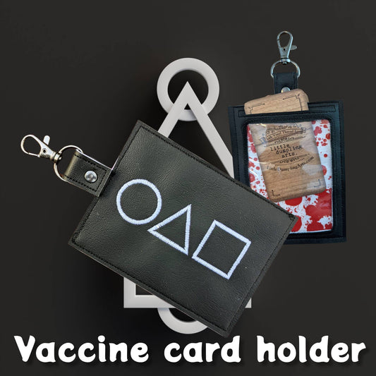 Cephalopod game vaccination card protector. Space for valuables. Attach to purse, bag, backback or beltloops