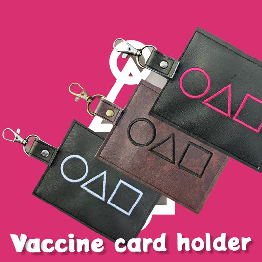 Cephalopod game vaccination card protector. Space for valuables. Attach to purse, bag, backback or beltloops