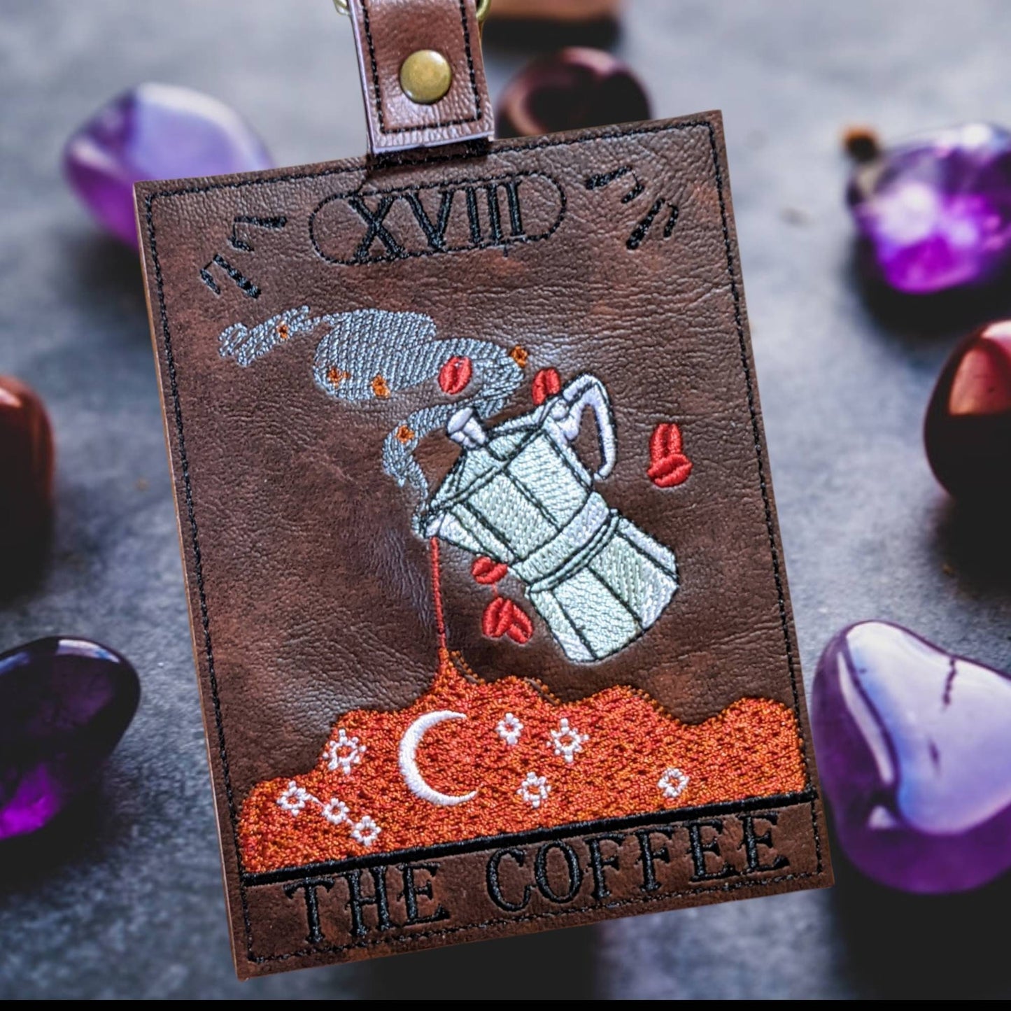 Tarot card vaccine card protector. Attach to purse, bag, backpack or beltloops- Vinyl, vegan leather.