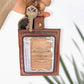 Sleek vaccination card/ID  protector. Space for ID, cash, valuables. Attach to purse, bag, backback or beltloops Vinyl, cork, leather.
