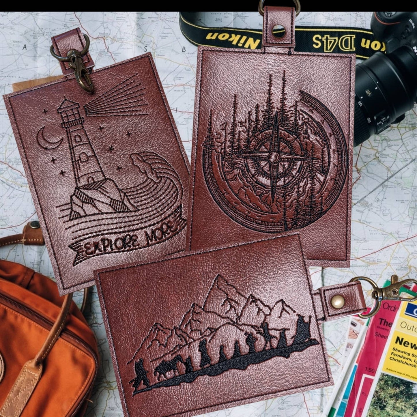 Let's Travel!! Adventure Vaccine card  protector for vacation.   Attach to purse, bag, backpack lanyard or beltloops Vinyl, vegan leather.