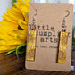Hand painted sunflower bar shaped wooden hanger  earrings. Mother's day gift spring flowers
