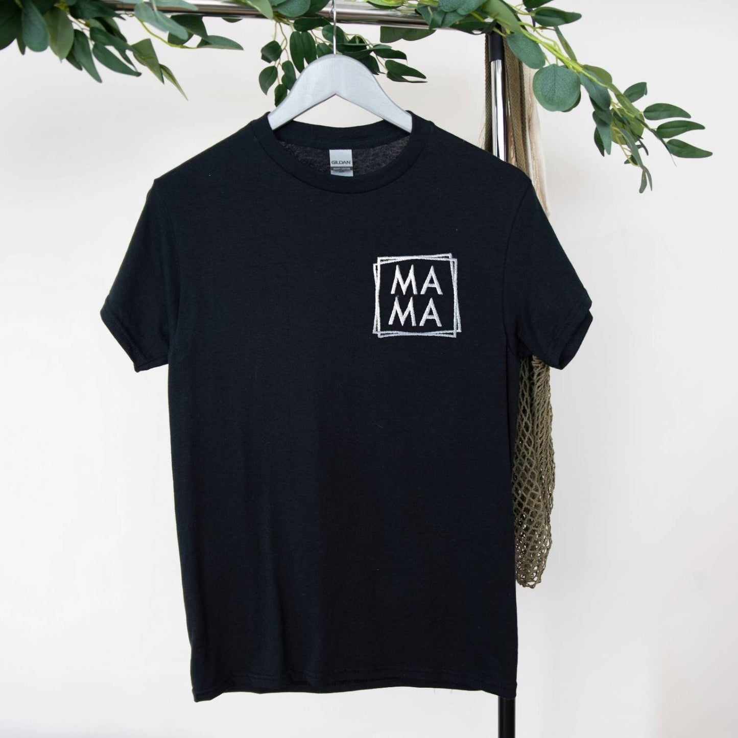 Minimalist mama embroidered T shirt. 100% cotton, mother's day gift