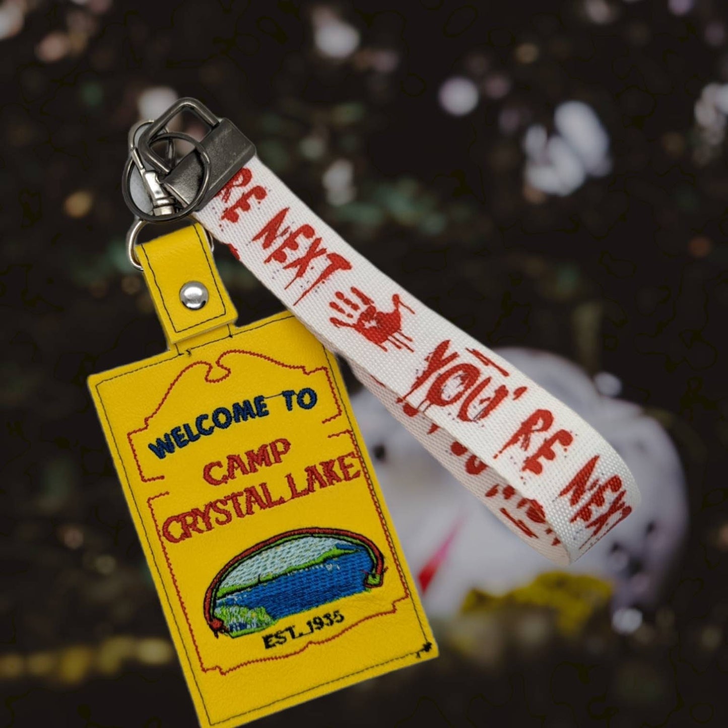 Camp sign badge holder/ mini wallet. Fits standard credit card license size badges. Attach to keys/ wristlets/ lanyard.