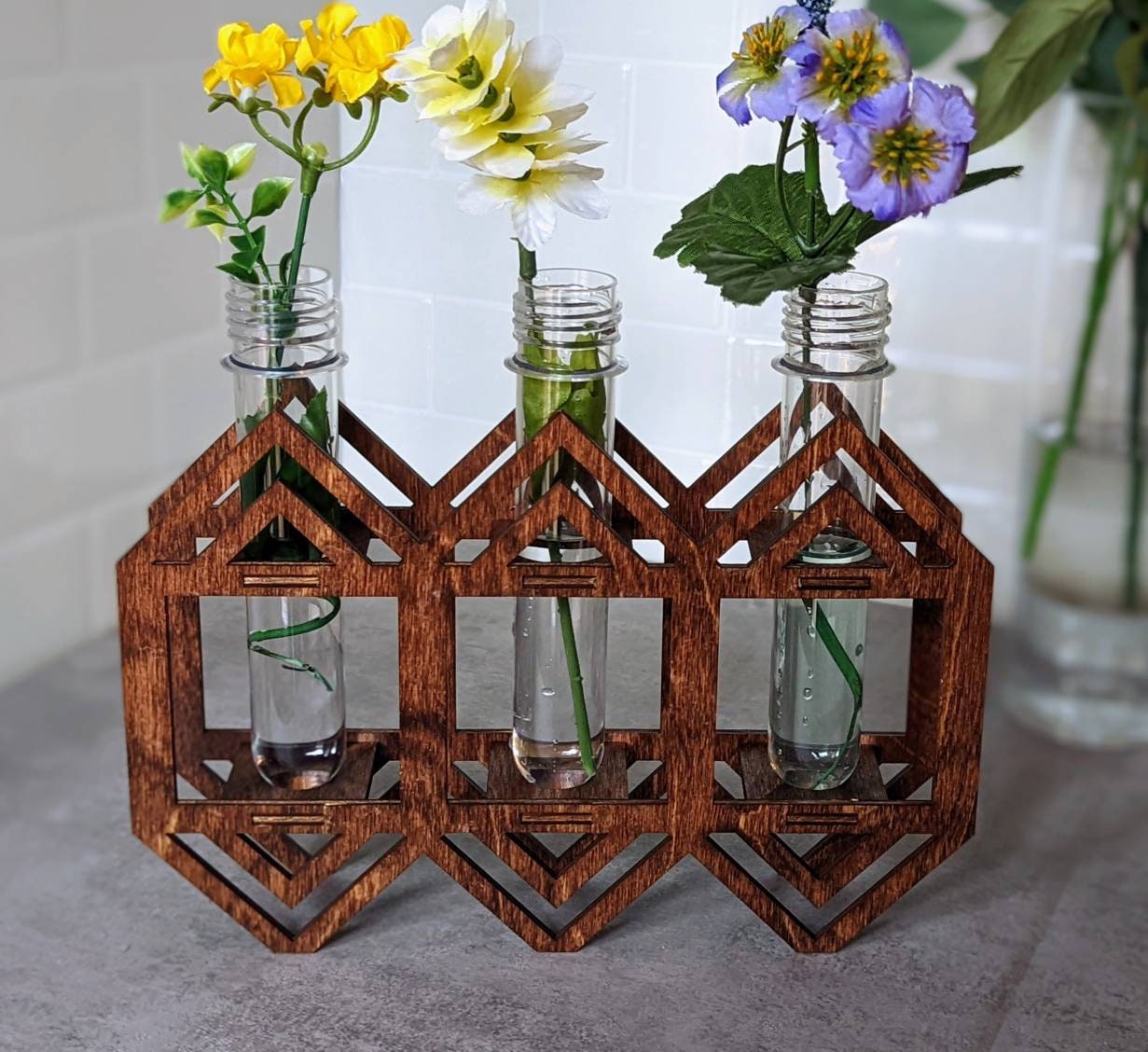Mid century style mini vase propagation station. Minimalist gift for mom. Gift for sister. Tabletop vase. Wildflower, small House plants