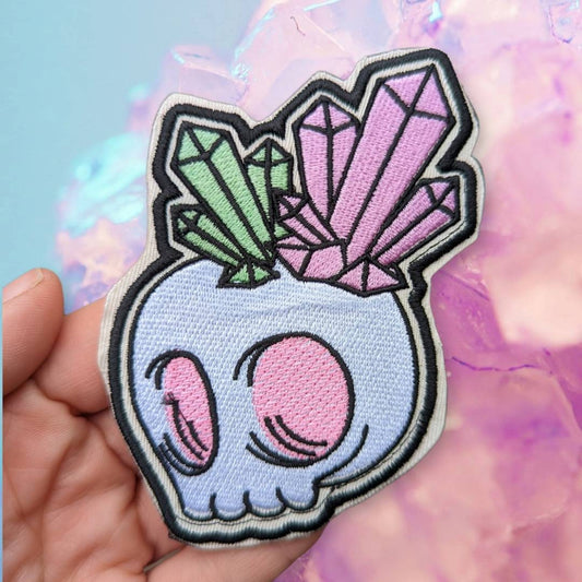 Rockhound skull patch/3" cute/ funny patch/ Crystal witch
