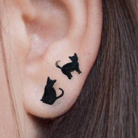 Hand painted teeny mismatched wooden cat studs