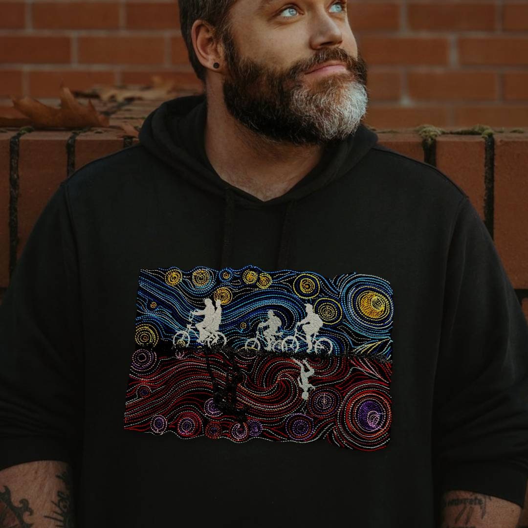 Embroidered starry night inspired fandom hoodies