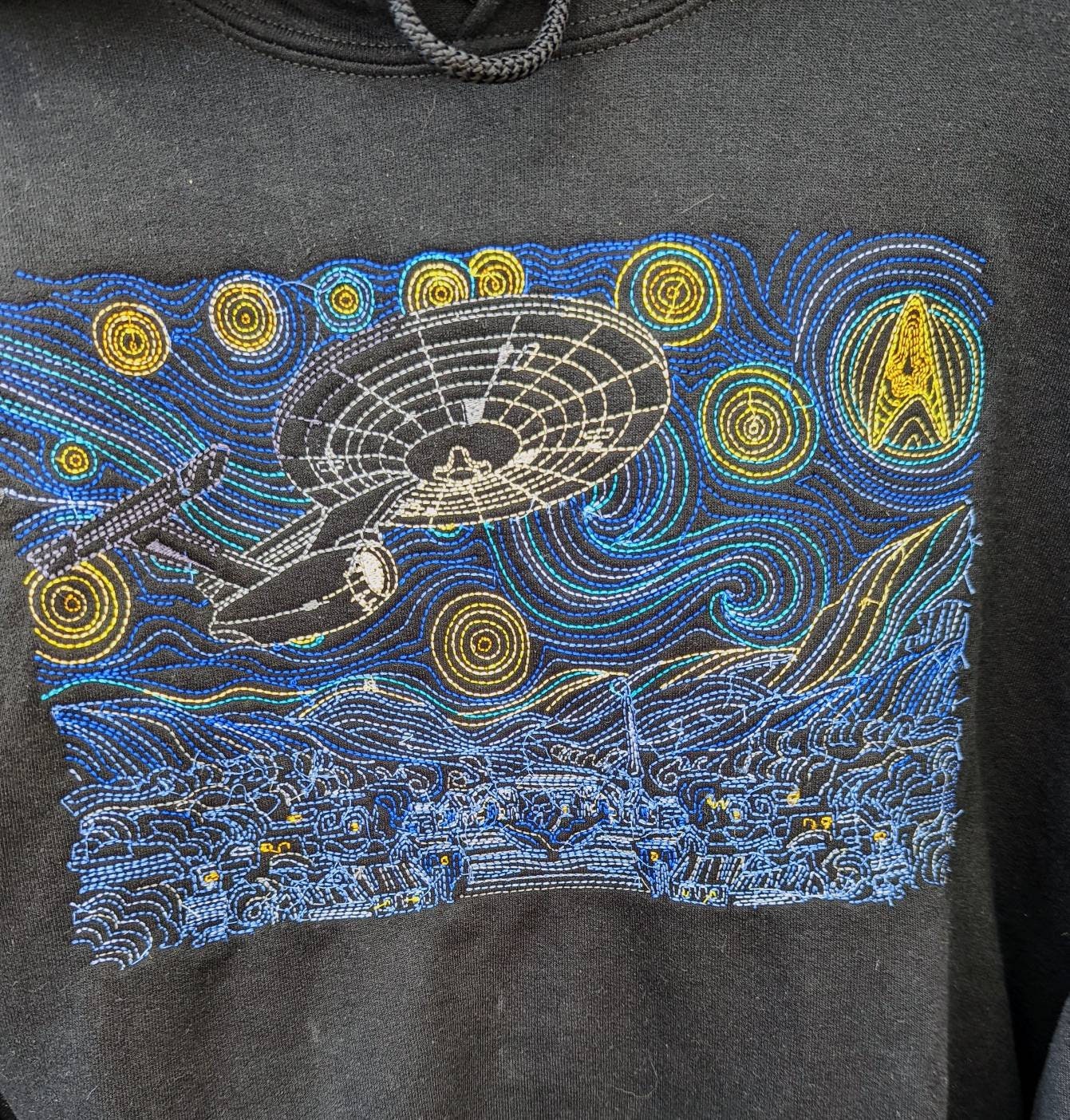 Embroidered starry night inspired fandom hoodies